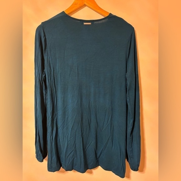 Michael Kors- Teal long sleeve faux wrap shirt - Picture 2 of 5